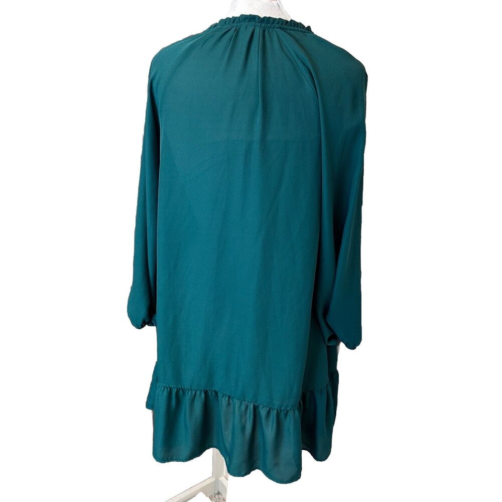 OLD NAVY EMERALD GREEN SMOCKED SLEEVE DRESS Size medium Lightweight - Picture 2 of 11